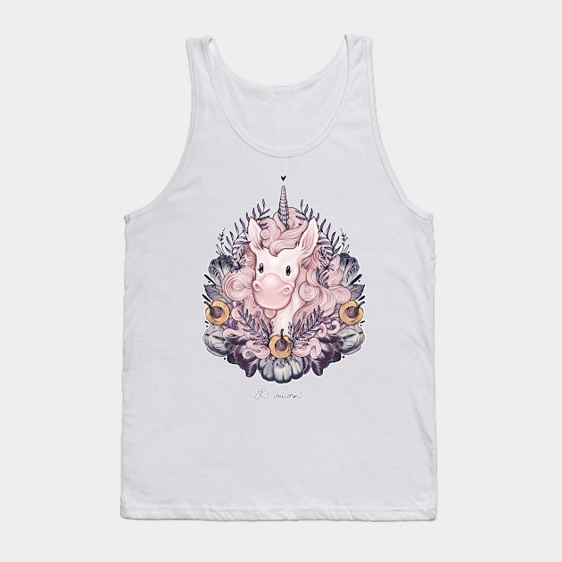 A Majestic Apricot Unicorn Tank Top by nykiway